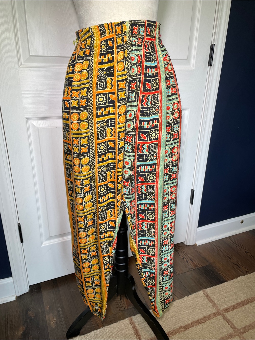 Vintage Passports Pier 1 Imports Harem Pants‎ Boho Tribal Print Elastic Waist